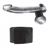 Чёрная утяжка на мошонку 1  Velcro Ball Stretcher - BlueLine - купить с доставкой в Волгограде