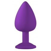 Большая фиолетовая анальная пробка Emotions Cutie Large с голубым кристаллом - 10 см. - Lola Games - купить с доставкой в Волгограде