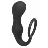Чёрное эрекционное кольцо с анальной пробкой Double Pleasure Anal Plug - Lola Games - в Волгограде купить с доставкой