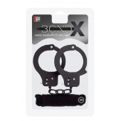Чёрные наручники из листового металла в комплекте с веревкой BONDX METAL CUFFS LOVE ROPE SET - Dream Toys - купить с доставкой в Волгограде