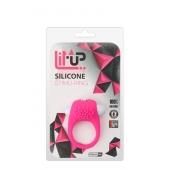 Розовое эрекционное кольцо с щеточкой LIT-UP SILICONE STIMU RING 5 - Dream Toys - в Волгограде купить с доставкой
