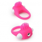 Розовое эрекционное кольцо с щеточкой LIT-UP SILICONE STIMU RING 5 - Dream Toys - в Волгограде купить с доставкой