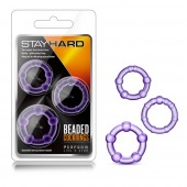 Набор из 3 фиолетовых эрекционных колец Stay Hard Beaded Cockrings - Blush Novelties - в Волгограде купить с доставкой