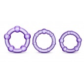Набор из 3 фиолетовых эрекционных колец Stay Hard Beaded Cockrings - Blush Novelties - в Волгограде купить с доставкой