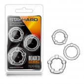 Набор из 3 прозрачных эрекционных колец Stay Hard Beaded Cockrings - Blush Novelties - в Волгограде купить с доставкой