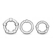 Набор из 3 прозрачных эрекционных колец Stay Hard Beaded Cockrings - Blush Novelties - в Волгограде купить с доставкой