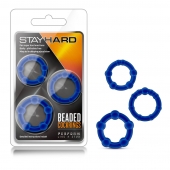 Набор из 3 синих эрекционных колец Stay Hard Beaded Cockrings - Blush Novelties - в Волгограде купить с доставкой