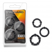 Набор из 3 чёрных эрекционных колец Stay Hard Beaded Cockrings - Blush Novelties - в Волгограде купить с доставкой