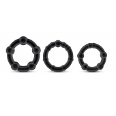 Набор из 3 чёрных эрекционных колец Stay Hard Beaded Cockrings - Blush Novelties - в Волгограде купить с доставкой