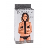 Ошейник с длинной лентой и наручниками Strap Bondage Kit Plus Size - Lola Games - купить с доставкой в Волгограде