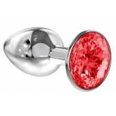Малая серебристая анальная пробка Diamond Red Sparkle Small с красным кристаллом - 7 см. - Lola Games - купить с доставкой в Волгограде