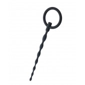 Чёрный уретральный плаг с кольцом - ToyFa - купить с доставкой в Волгограде