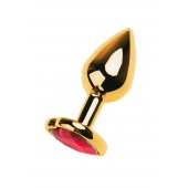 Золотистая анальная пробка с кристаллом-сердцем - 7,5 см. - ToyFa - купить с доставкой в Волгограде