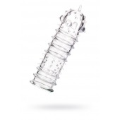 Прозрачная насадка на пенис TOYFA A-Toys с ребрами и точками - 15,3 см. - A-toys - в Волгограде купить с доставкой