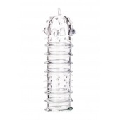 Прозрачная насадка на пенис TOYFA A-Toys с ребрами и точками - 15,3 см. - A-toys - в Волгограде купить с доставкой