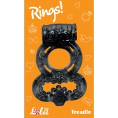 Чёрное эрекционное кольцо Rings Treadle с подхватом - Lola Games - в Волгограде купить с доставкой