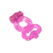 Розовое эрекционное кольцо Rings Treadle с подхватом - Lola Games - в Волгограде купить с доставкой