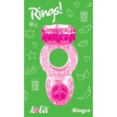 Розовое эрекционное кольцо с вибрацией Rings Ringer - Lola Games - в Волгограде купить с доставкой