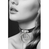 Черный чокер с двумя кольцами - Bijoux Pour Toi - купить с доставкой в Волгограде