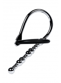 Серебристый уретральный плаг-бусины TOYFA Metal с мягким фиксириющим кольцом - ToyFa - купить с доставкой в Волгограде