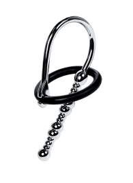 Серебристый уретральный плаг-бусины TOYFA Metal с мягким фиксириющим кольцом - ToyFa - купить с доставкой в Волгограде