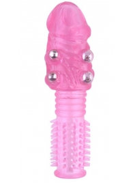 Стимулирующая розовая насадка с шишечками и шипами - 13,5 см. - Toyfa Basic - в Волгограде купить с доставкой