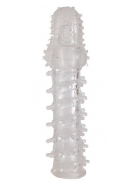 Прозрачная, закрытая насадка с шипами и точками - 13,5 см. - Toyfa Basic - в Волгограде купить с доставкой