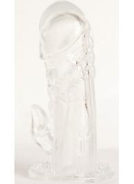 Прозрачная гелевая насадка с клиторальным отростком - 13 см. - Toyfa Basic - в Волгограде купить с доставкой
