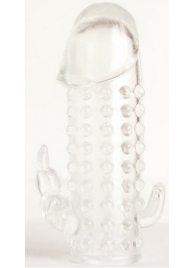 Гелевая прозрачная насадка с 2 отростками - 13 см. - Toyfa Basic - в Волгограде купить с доставкой