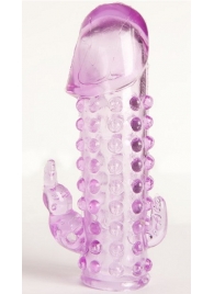 Закрытая фиолетовая насадка с 2 отростками - 13 см. - Toyfa Basic - в Волгограде купить с доставкой