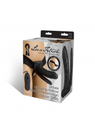 Полый страпон с двумя отростками и вибрацией Unisex Vibrating Hollow Strap-On Double Penetrating Dildo - 17,8 см. - Lux Fetish - купить с доставкой в Волгограде