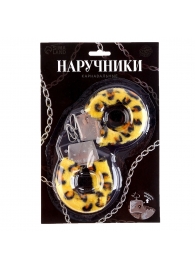 Металлические наручники с леопардовой плюшевой отделкой - Сима-Ленд - купить с доставкой в Волгограде