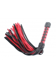 Черно-красная клеть с плетеной ручкой с ромбовидным узором - 45 см. - БДСМ Арсенал - купить с доставкой в Волгограде