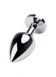 Серебристая коническая анальная пробка с красным кристаллом - 8 см. - ToyFa - купить с доставкой в Волгограде