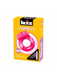 Розовое эрекционное виброкольцо Luxe VIBRO  Ужас Альпиниста  + презерватив - Luxe - в Волгограде купить с доставкой