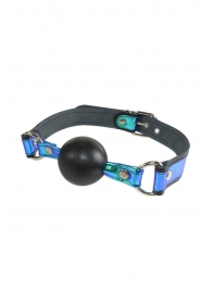 Кляп-шарик на чёрно-синих ремешках - Sitabella - купить с доставкой в Волгограде