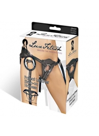 Черные трусики для страпона из патентованной кожи - Lux Fetish - купить с доставкой в Волгограде