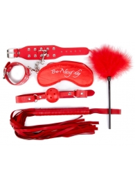 Набор красных БДСМ-аксессуаров из 5 предметов - Notabu - купить с доставкой в Волгограде