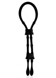 Черное силиконовое эрекционное кольцо-лассо с двумя утяжками - Sex Expert - в Волгограде купить с доставкой