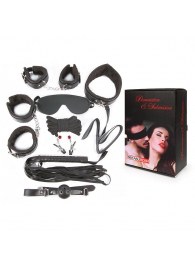 Большой игровой набор БДСМ: наручники, оковы, маска, кляп, плеть, ошейник с поводком, верёвка, зажимы для сосков - Notabu - купить с доставкой в Волгограде