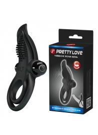 Черное силиконовое эрекционное кольцо с вибрацией и подхватом мошонки - Baile - в Волгограде купить с доставкой