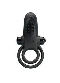 Черное силиконовое эрекционное кольцо с вибрацией и подхватом мошонки - Baile - в Волгограде купить с доставкой