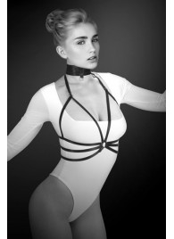 Черная упряжь на грудь Julia - Bijoux Pour Toi - купить с доставкой в Волгограде