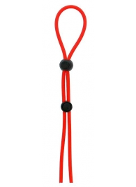 Красное лассо на пенис с двумя бусинами STRETCHY LASSO CAGE - Dream Toys - в Волгограде купить с доставкой