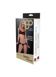 Красно-чёрные наручники на металлической цепочке - Blush Novelties - купить с доставкой в Волгограде