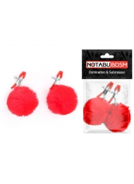 Зажимы для сосков с красным пушком - Notabu - купить с доставкой в Волгограде
