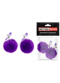 Зажимы для сосков с фиолетовым пушком - Notabu - купить с доставкой в Волгограде