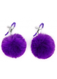 Зажимы для сосков с фиолетовым пушком - Notabu - купить с доставкой в Волгограде