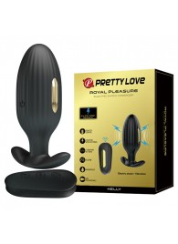 Черная анальная вибропробка с электростимуляцией и пультом ДУ Royal Pleasure - 9,2 см. - Baile - купить с доставкой в Волгограде