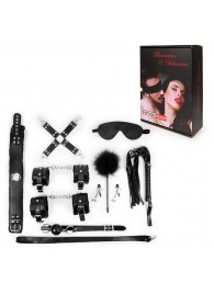 Большой набор БДСМ в черном цвете: маска, кляп, зажимы, плётка, ошейник, наручники, оковы, щекоталка, фиксатор - Notabu - купить с доставкой в Волгограде